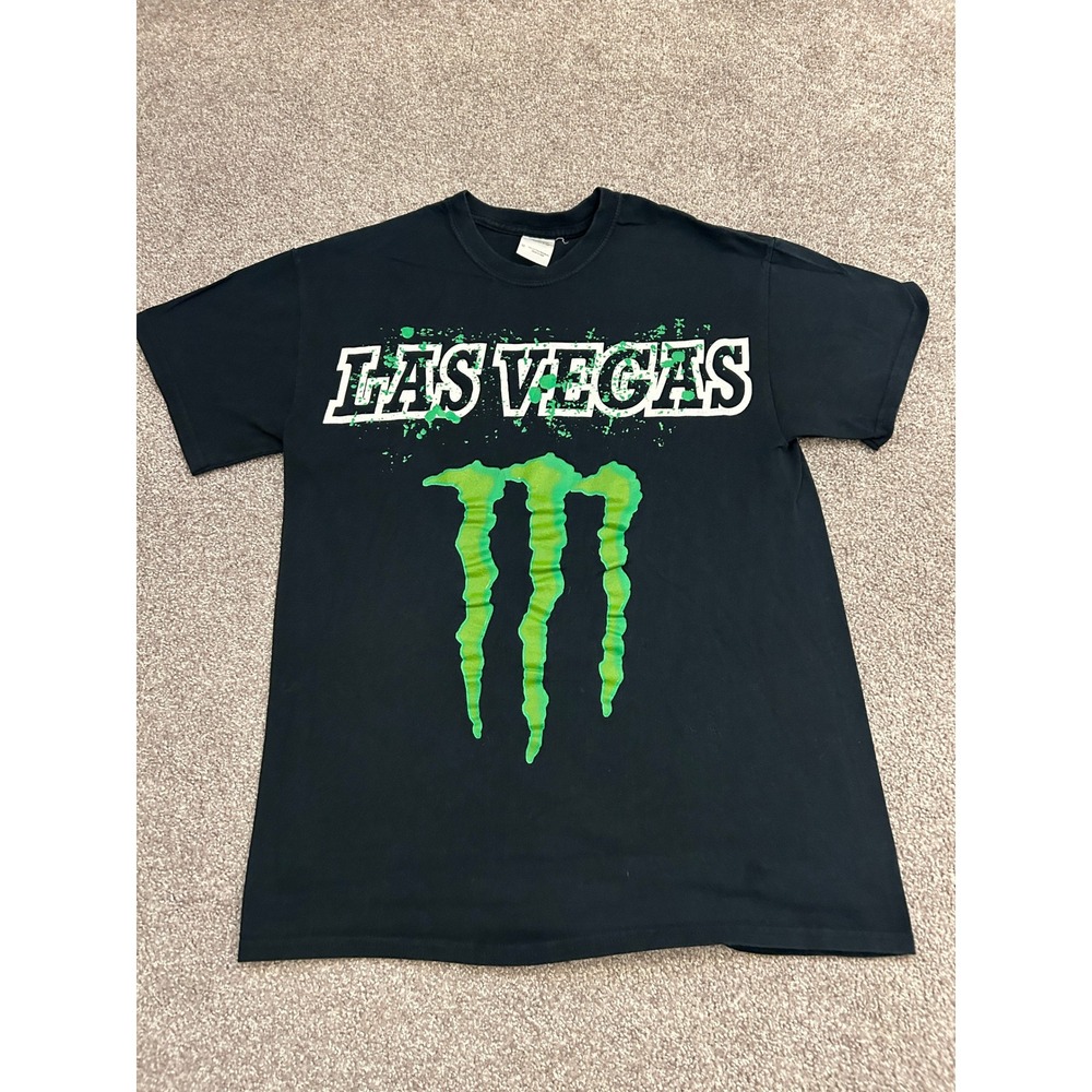 Monster Energy T-Shirt Mens Medium Black Las Vegas Claw Graphic Excellent Tee